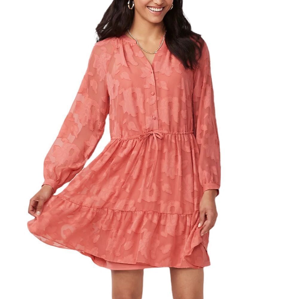 LC Lauren Conrad Ceramic Rose Button-Front Short Dress Size Small